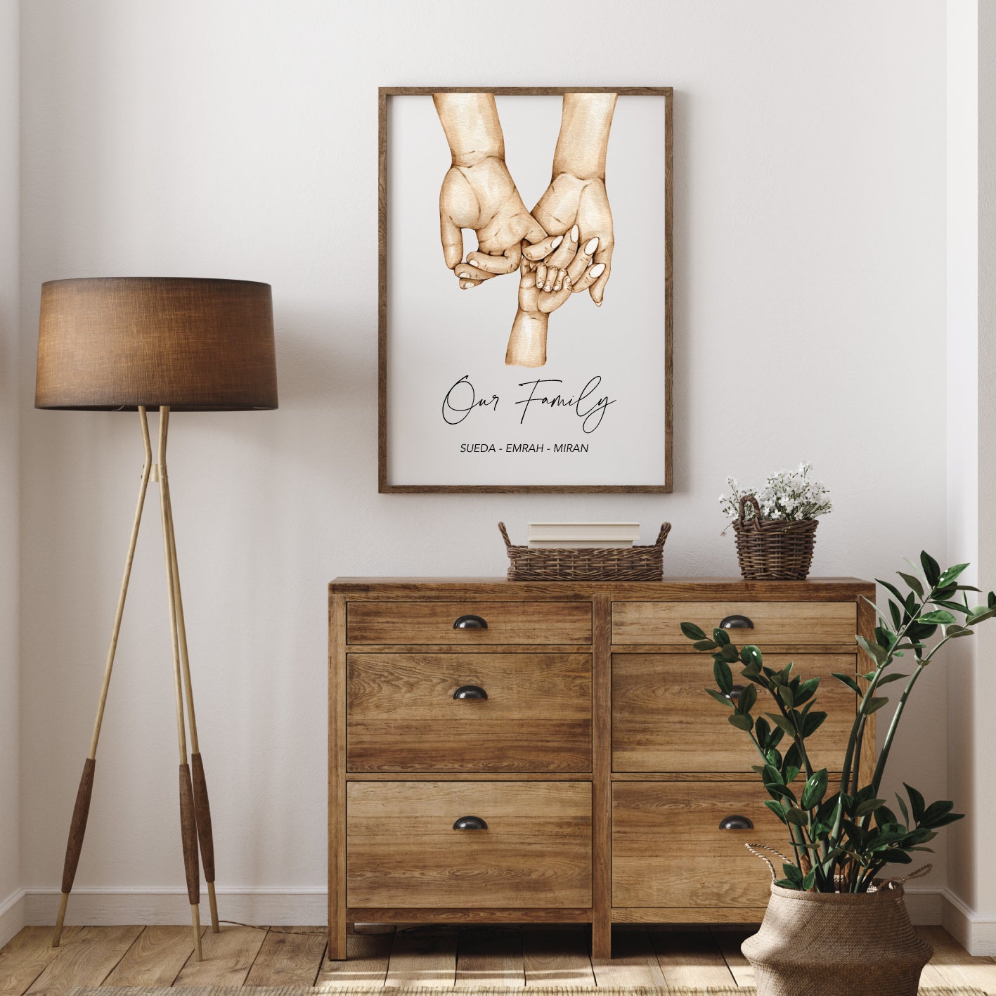 Gepersonaliseerde poster met handjes - new born cadeau - familie poster - kraam cadeau - ouders met kinder handjes - baby habdjes met hun ouders - new born cadeau - pasgeboren baby kado - familie met baby handjes -