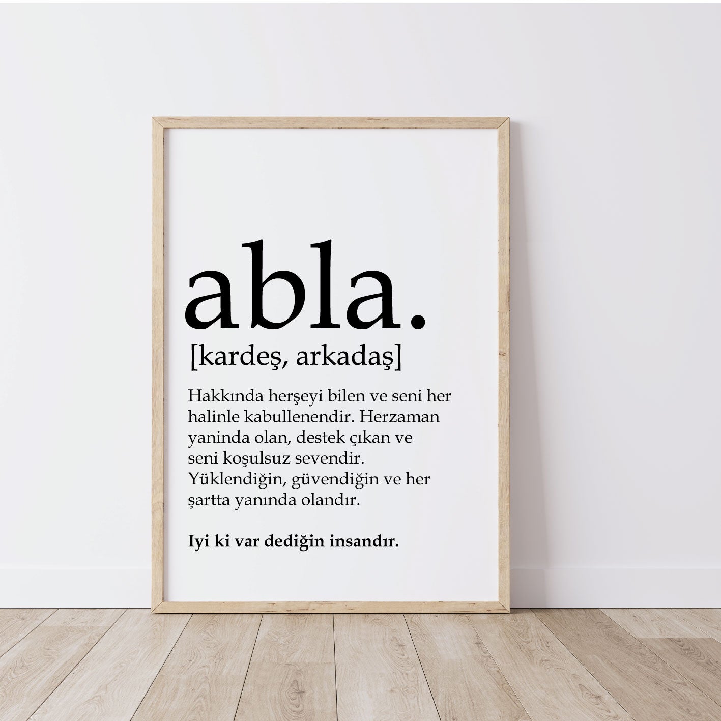 zus poster - abla hersey tablo - aile tablo - familie poster - cadeau voor je geliefde