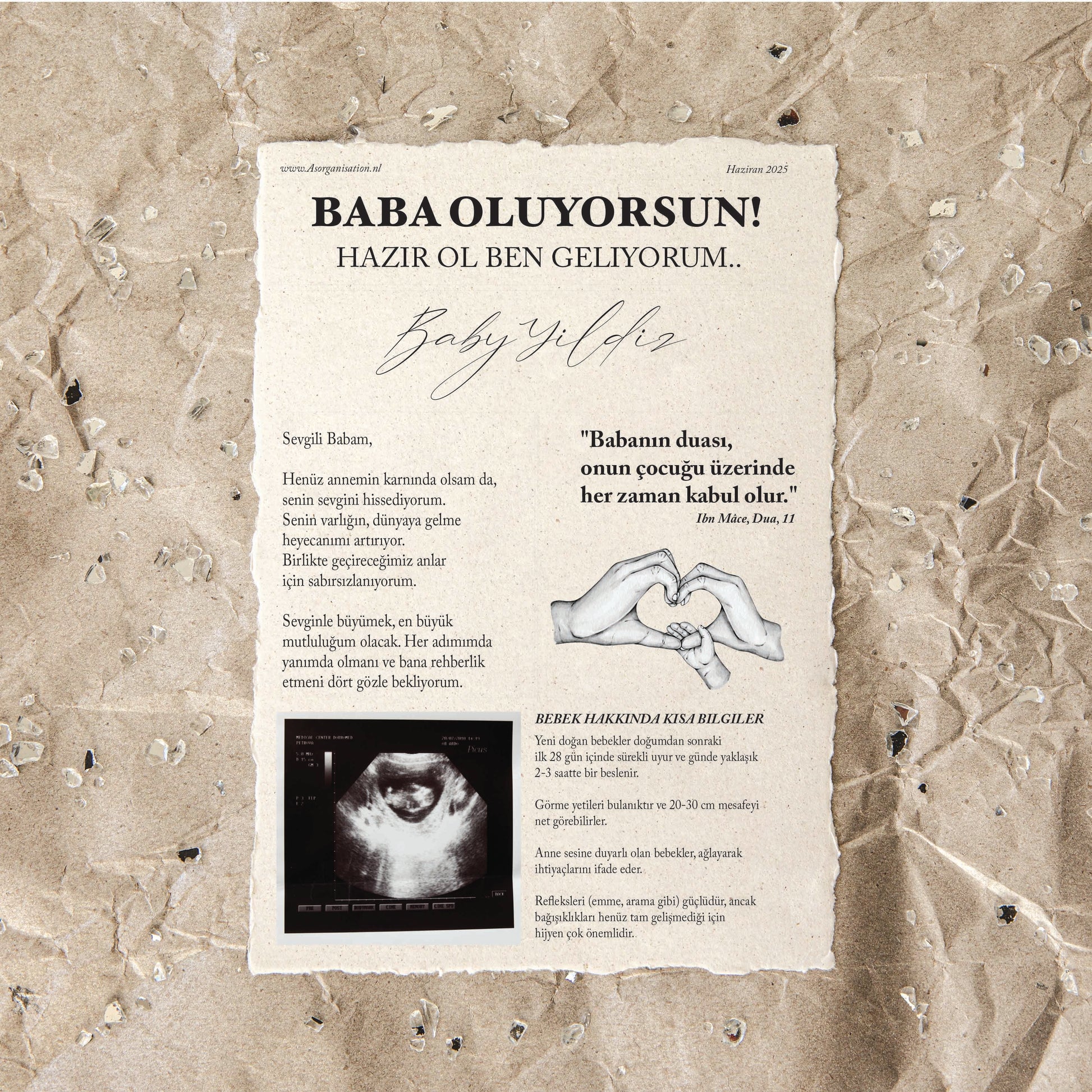 Babykrant - Geboorteaankondiging Welkom Baby - Baby Zegeningen - Dua Voor Baby - Geboorteviering - Baby Herinneringen - Welkom Kleintje - Bebek Gazetesi - Bebek Anıları