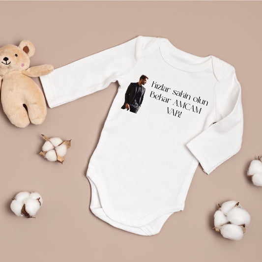 Baby romper - romper met foto/tekst naar keuze - gepersonaliseerde rompers - bebek zibin teyze - beka amca dayi zibin