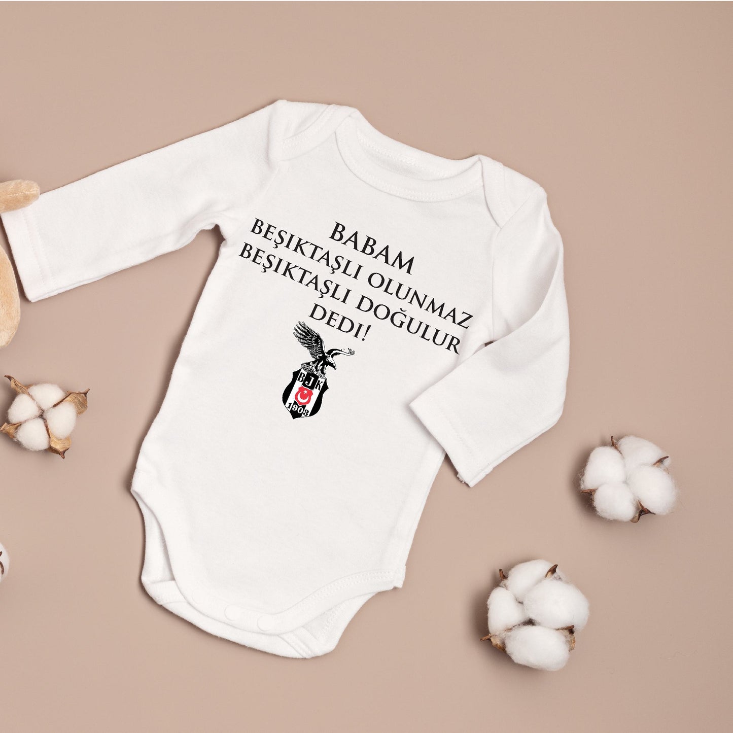 Baby romper - romper met foto/tekst naar keuze - gepersonaliseerde rompers - besiktas zibin