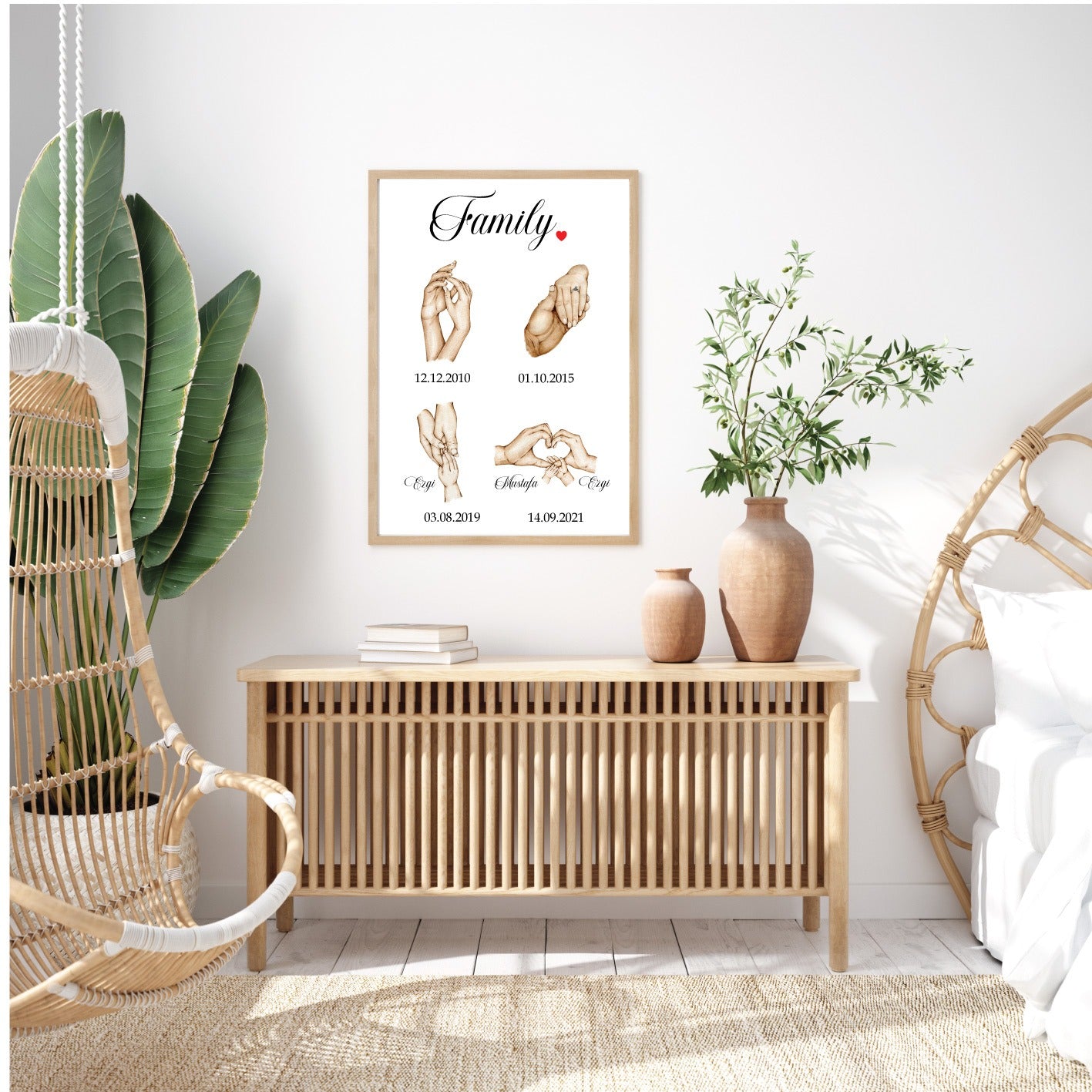 Gepersonaliseerde poster met handjes - new born cadeau - familie poster - kraam cadeau - ouders met kinder handjes - baby habdjes met hun ouders - new born cadeau - pasgeboren baby kado - familie met baby handjes -