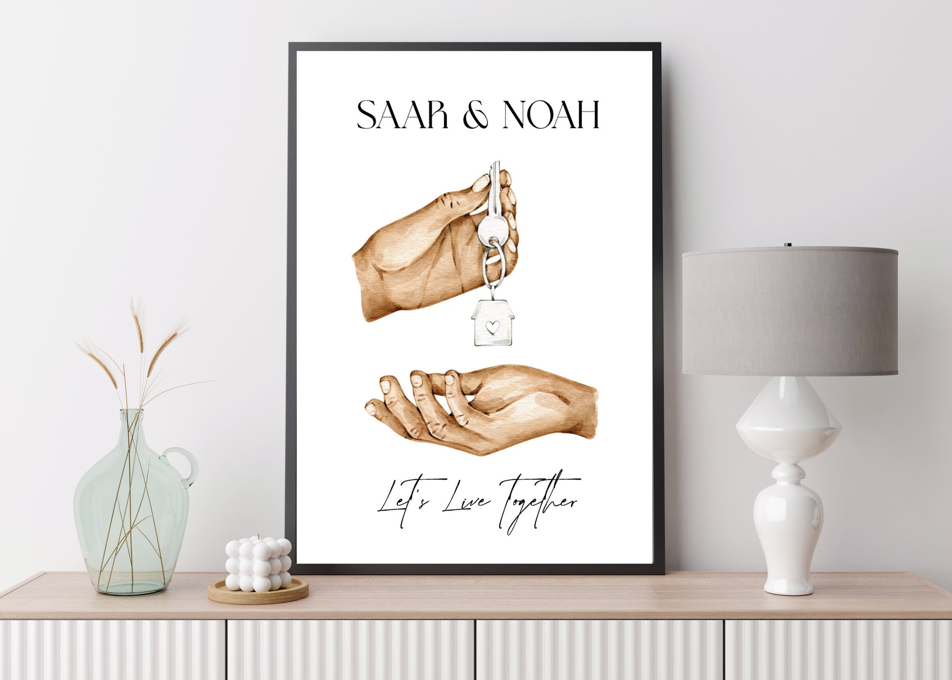 Gepersonaliseerde poster met handjes - new born cadeau - familie poster - home - yeni evin hayirli olsun