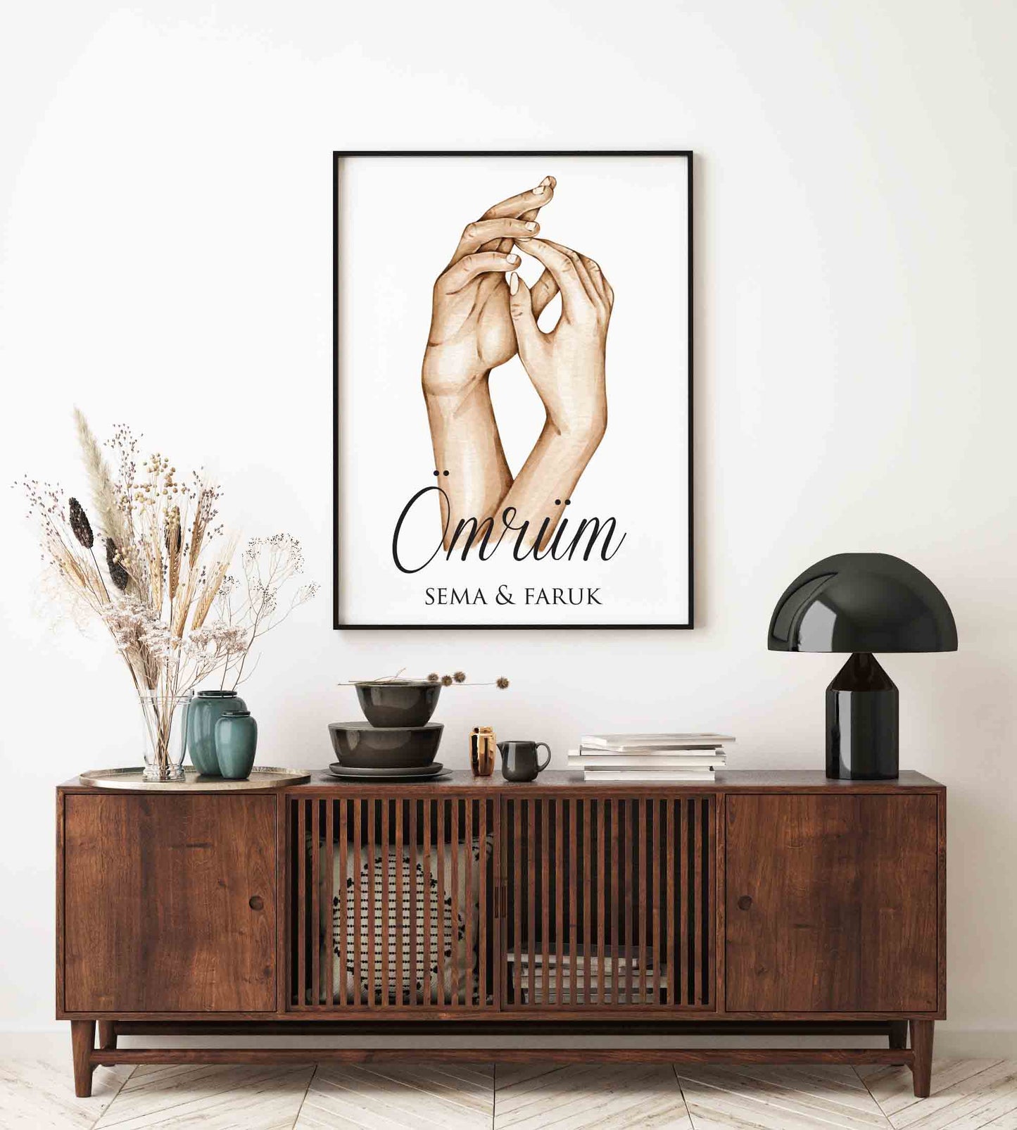 Gepersonaliseerde poster met handjes - new born cadeau - familie poster