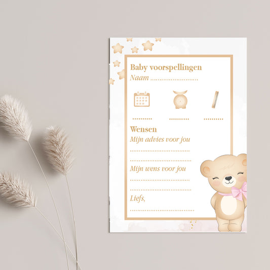 uitnodigingskaart - tafelkaarten - babyshower - its a girl / boy - kaart voor uitnodiging - wenskaarten - bridal shower - baby voorspellingen