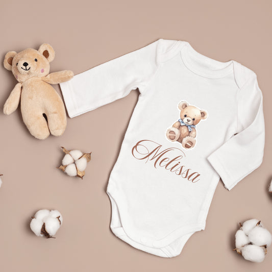 baby romper met foto en tekst - aankondiging van je baby - gepersonaliseerde baby romper - teddy romper - aycik zibin