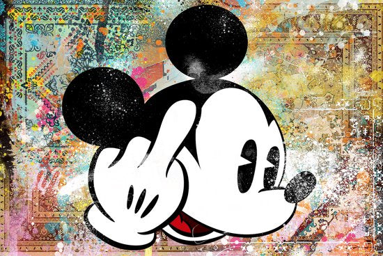 Mickey Mouse wallart poster met een afbeelding van de bekende Disney-figuur lachen en spelen