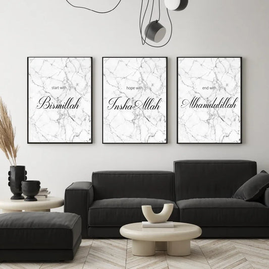 islamitische posters set van 3 - allah - muhammed -ayat el kursu - woondecoratie - islam wall art - islamic art - islamitische kunst - duvar poster - muslim art - gepersonaliseerde posters- islam Calligraphy