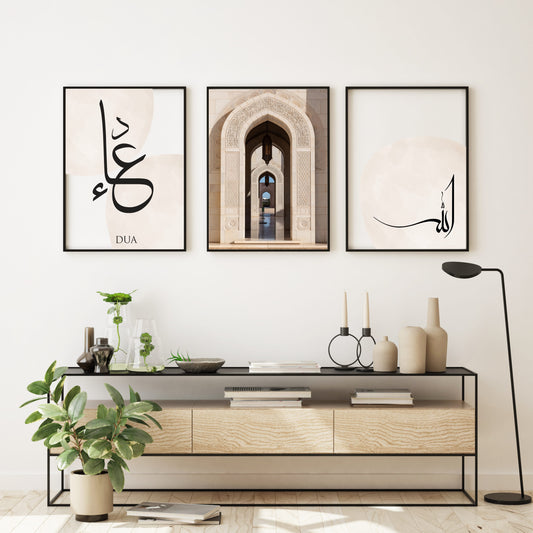 islamitische posters set van 3 - allah - muhammed -ayat el kursu - woondecoratie - islam wall art - islamic art - islamitische kunst - duvar poster - muslim art - gepersonaliseerde posters- islam Calligraphy